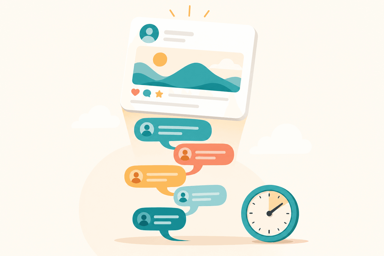 Illustration of the X algorithm: conversation lifting a post into view